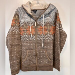 American Eagle Outfitters full zip hood fleece lining Aztec pattern Women’s XXL
